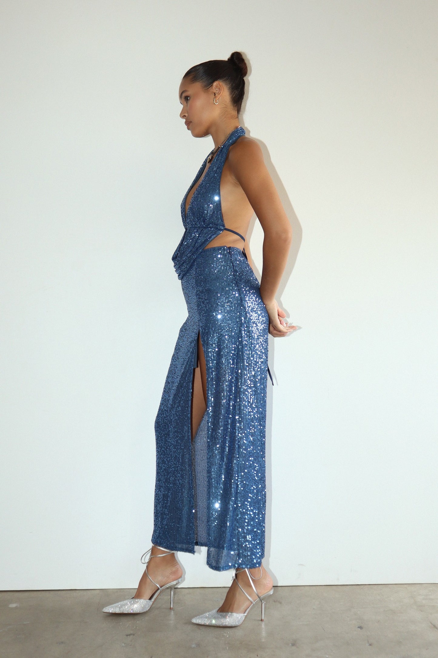 Dancing Queen Side Slit Sequin Maxi Skirt - Midnight Blue