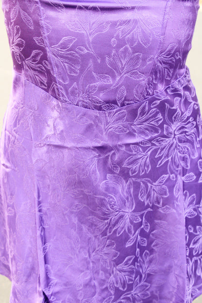 Mystery Aura Floral Satin Mini Dress - Purple