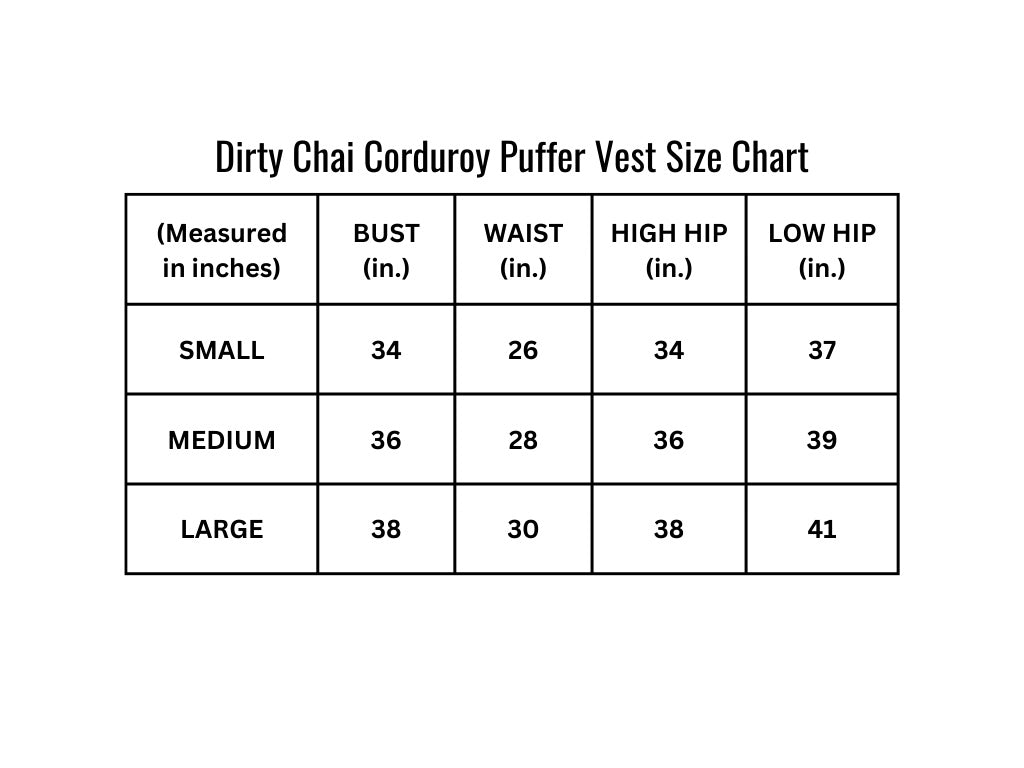 Dirty Chai Corduroy Puffer Vest