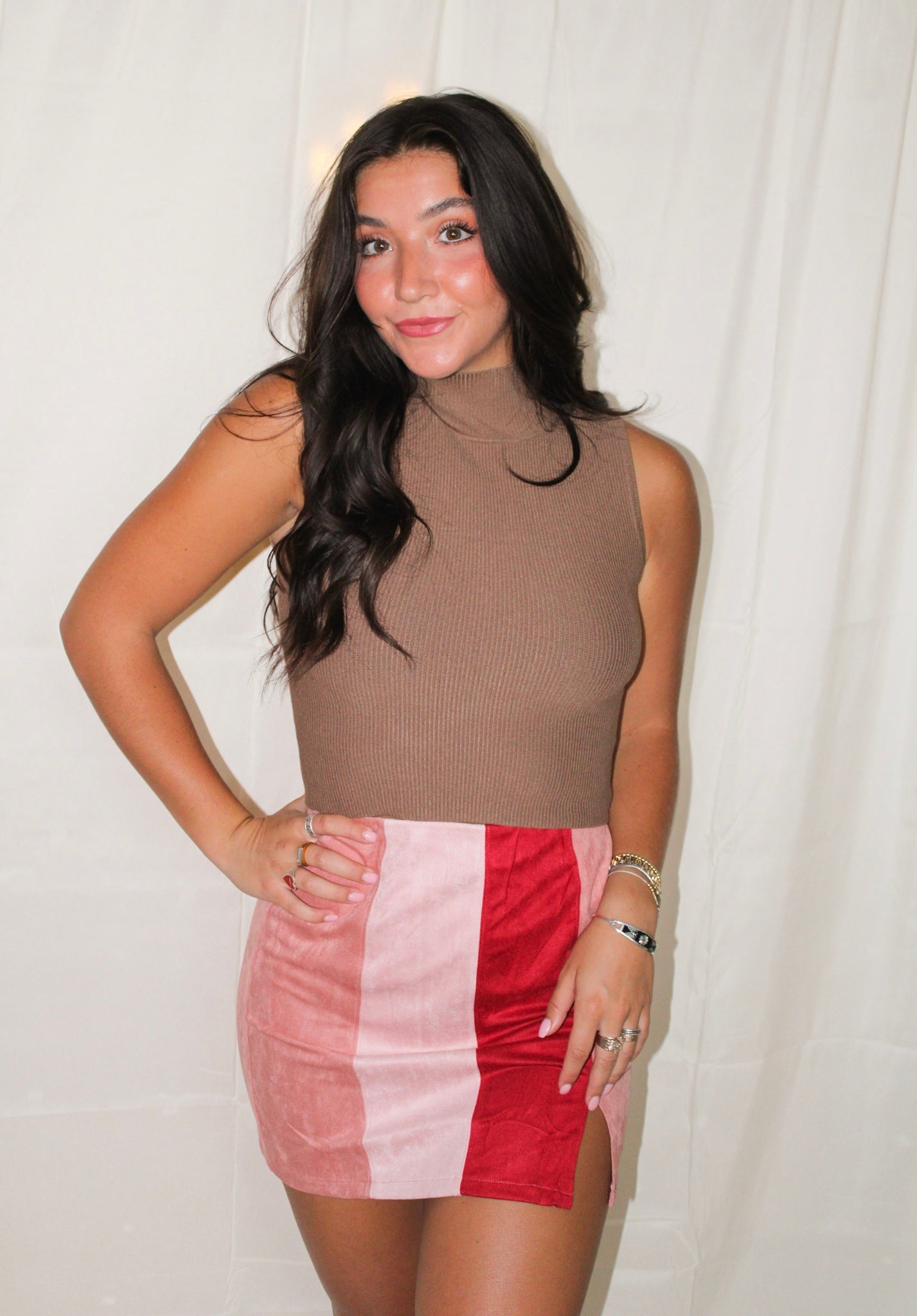 Shades of Pink Suede Mini Skirt