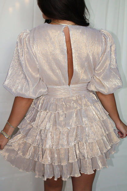 Champagne Showers Ruffle Mini Dress