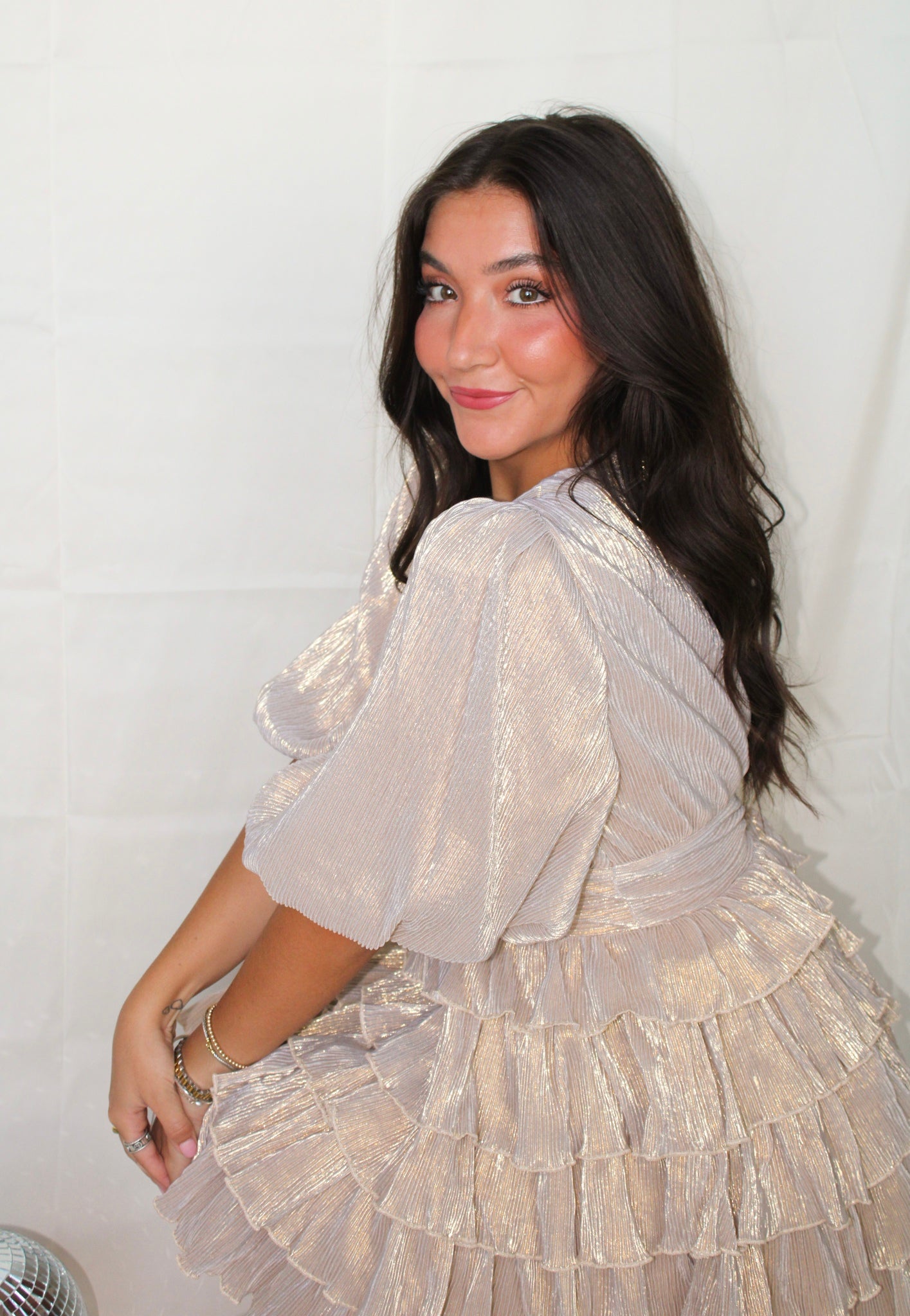 Time To Party Puff Sleeve Ruffle Tiered Mini Dress