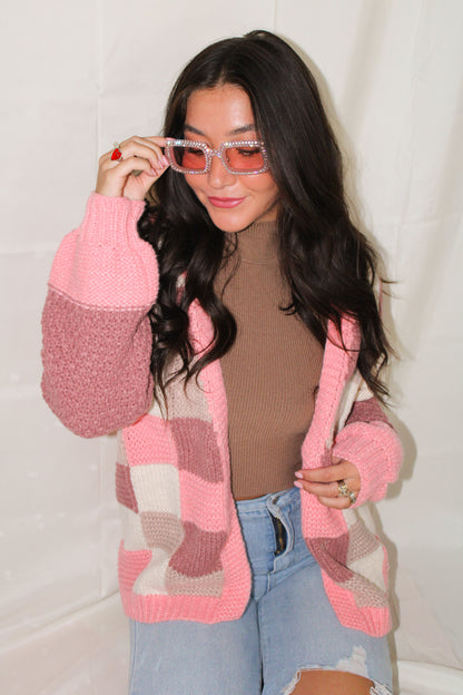 Pretty in Pink Color Block Cardigan