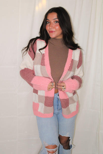 Pretty in Pink Color Block Cardigan