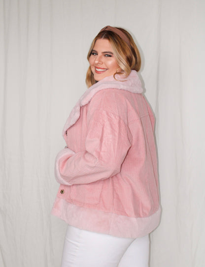 Pink Dreams Fur Corduroy Jacket