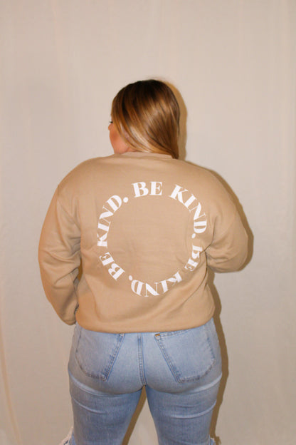 Be Kind Comfy Pullover Graphic Sweatshirt - Taupe